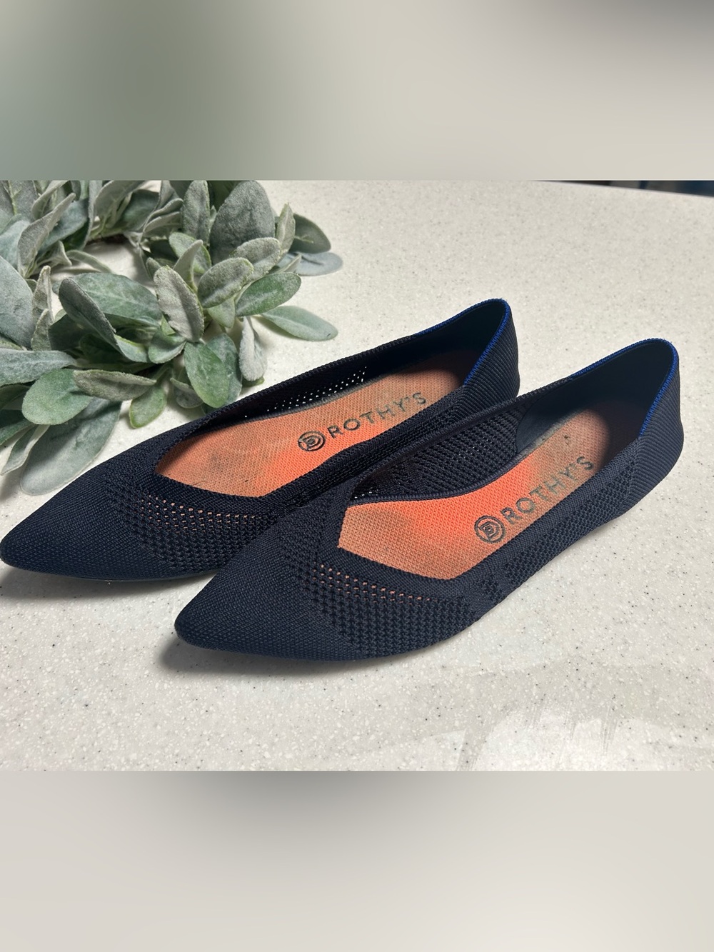 Rothy’s The Point Navy Knit Flats Women’s Size 10.5 Washable